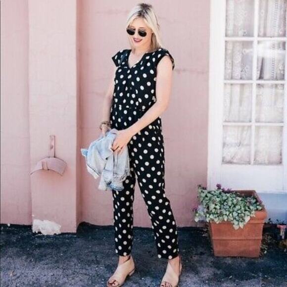 Anthropologie Corey Lynn Calter Polka Dot Wrapped Jumpsuit Size Small - Picture 2 of 7